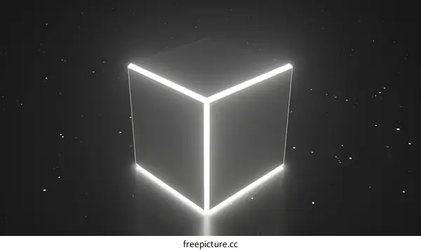 Abstract Cube With Glowing Edges