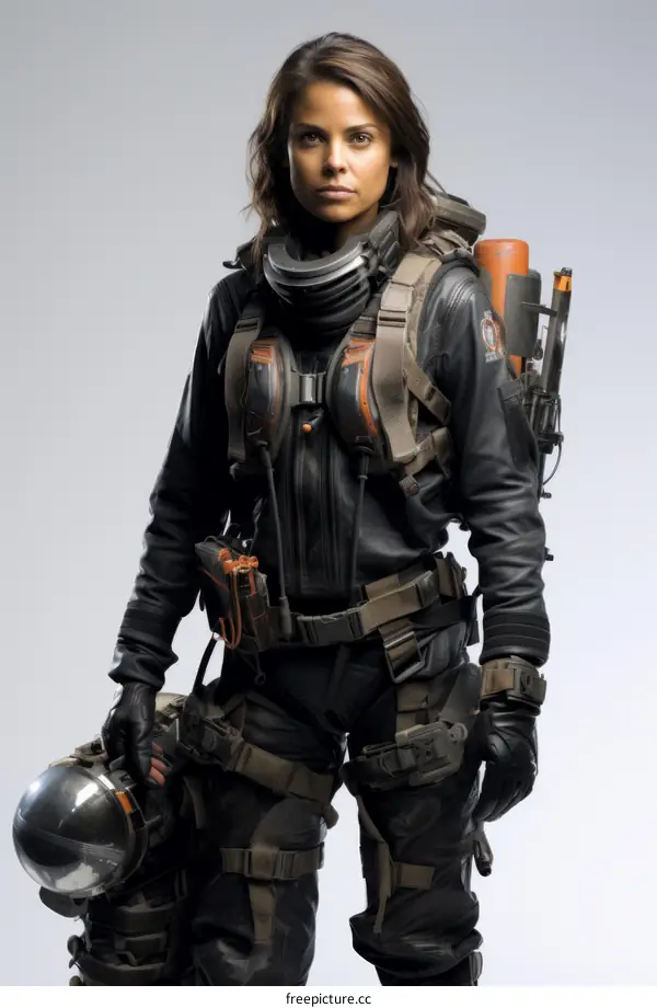 Futuristic Astronaut Woman in Space