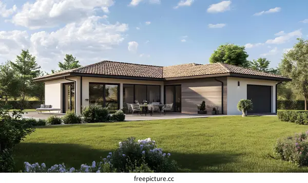 Modern House with Patio and Yard