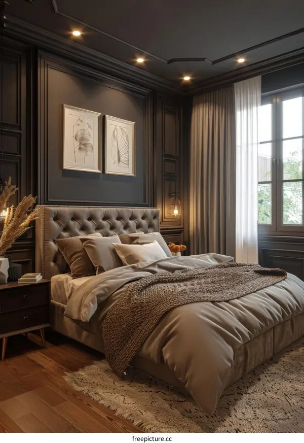 Dark Elegant Bedroom Interior Design