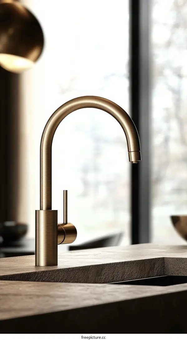 Modern Brushed Gold Kitchen Faucet