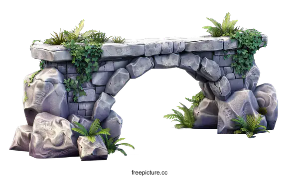 [Transparent Background PNG]Stone archway with plants growing on it