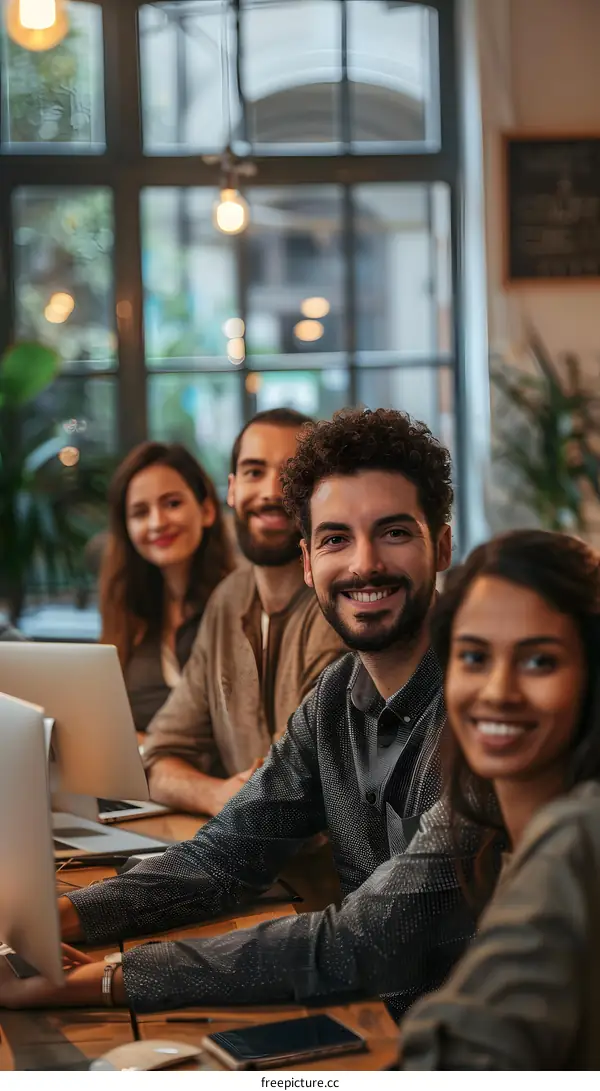 portrait of a group of young professionals smiling at the camera