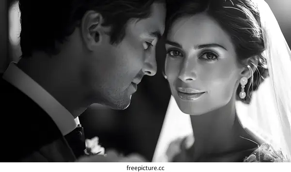 Black and white wedding photo
