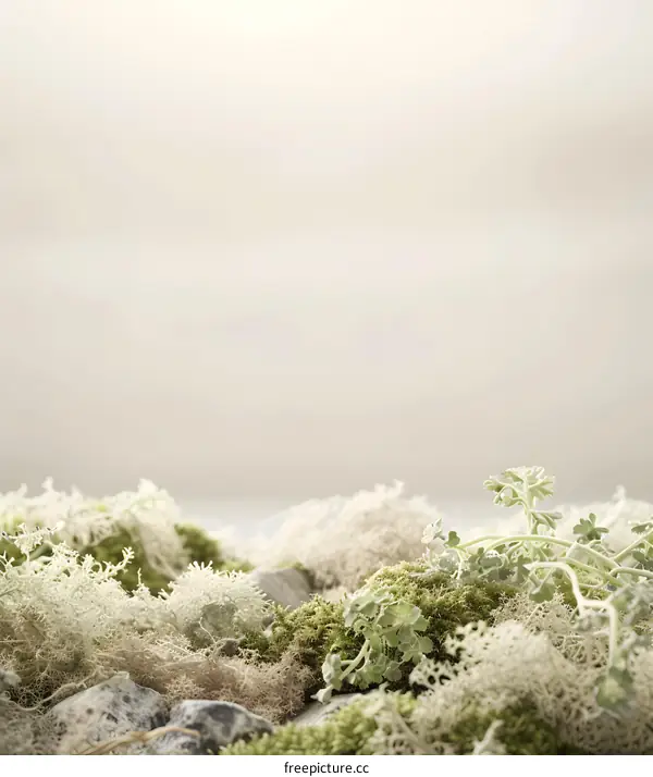 Close up of Green Moss on a White Background