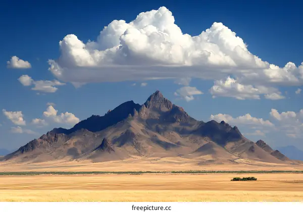 Dramatic Mountain Landscape with Fluffy Clouds