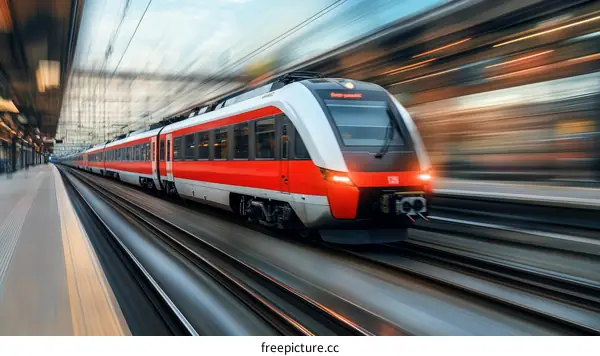 High-Speed Train Racing Through a Station
