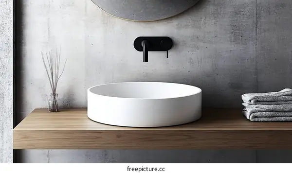 Modern Bathroom Sink with Wooden Vanity