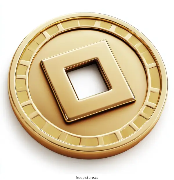 Golden Chinese Coin Illustration