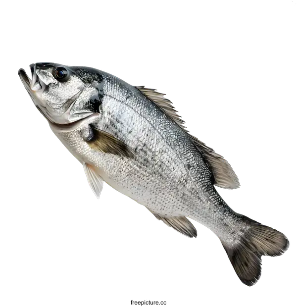 [Transparent Background PNG]Black Sea Bass Fish Isolated On White Background