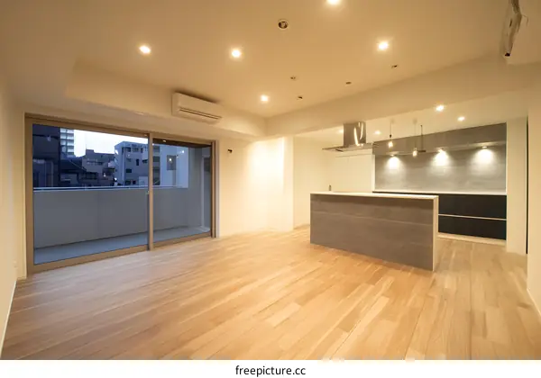 Modern Interior Design of a Kitchen with Wooden Floor
