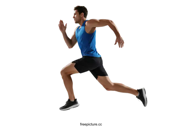 [Transparent Background PNG]A young man in sportswear running with dynamic posture