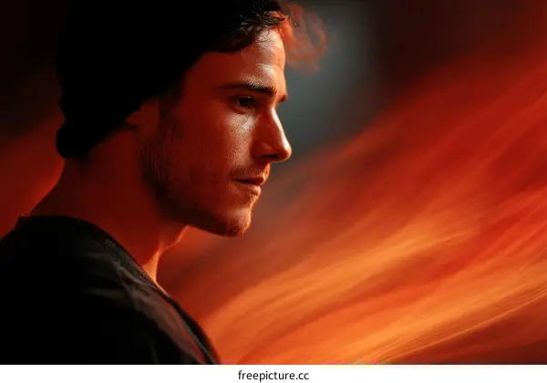 Close-up Portrait of a Caucasian Man in Profile