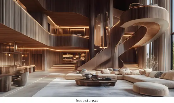 Modern Wooden Staircase Design in Interior Architecture