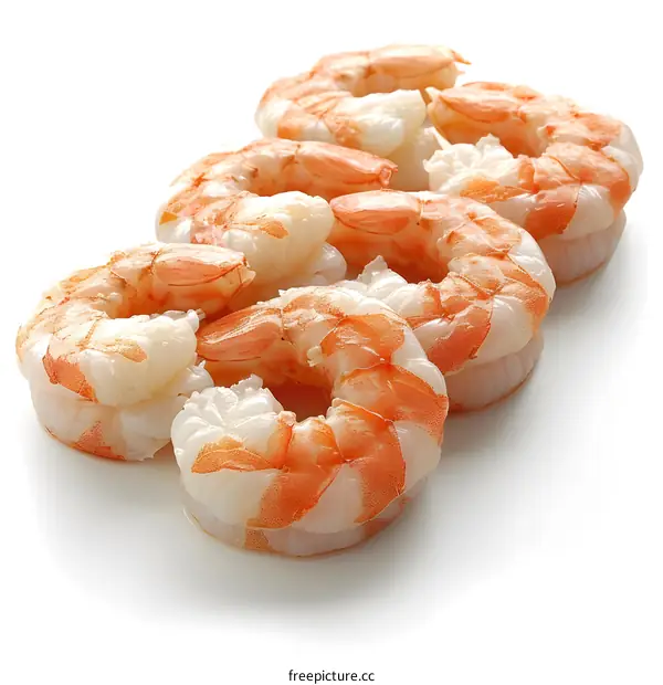 Cooked Shrimp on a White Background