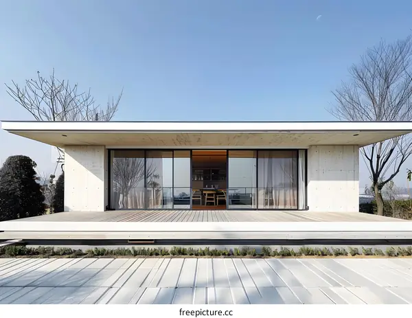 Modern Minimalist House with Large Sliding Glass Doors