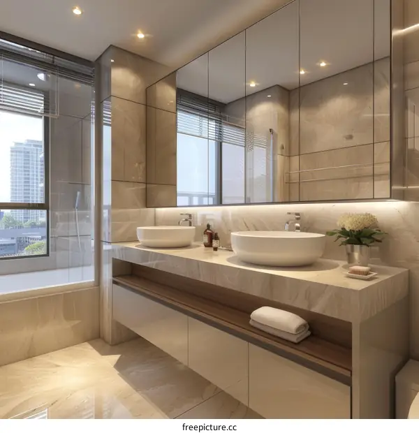 Modern Luxury Bathroom Design with Double Sinks