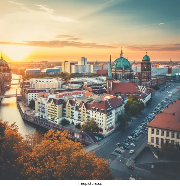 An aerial view of the city of Berlin, Germany