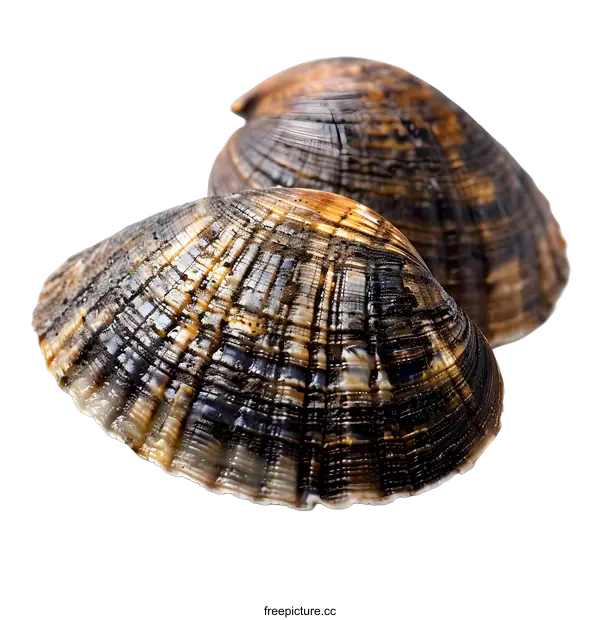 [Transparent Background PNG]Two fresh clams on white background