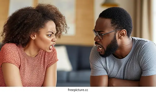 Angry Black Couple Conflict