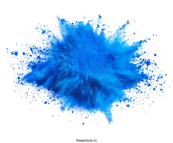 [Transparent Background PNG]Vibrant Blue Powder Explosion on White Background
