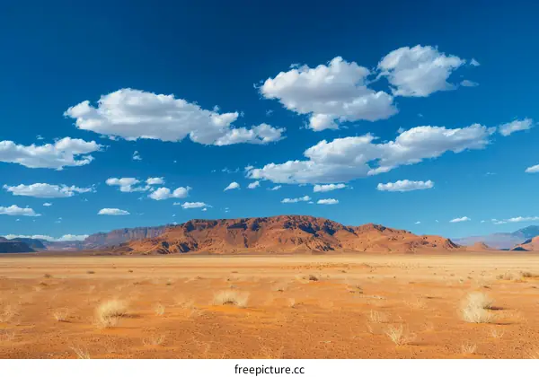 An arid desert landscape with mountains in the distance