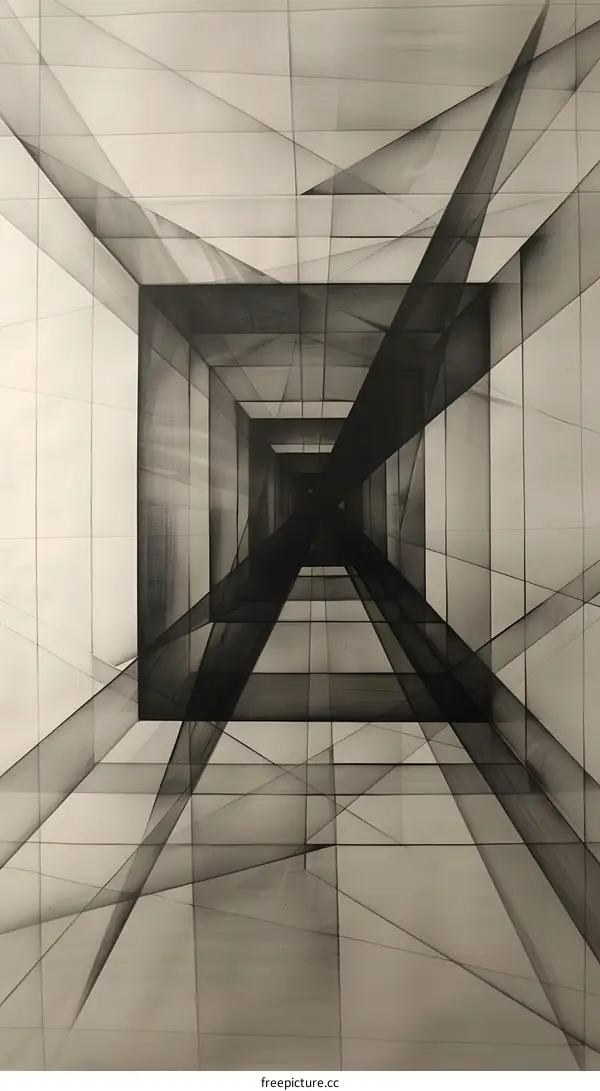 Abstract Geometric Perspective Drawing in Black and White