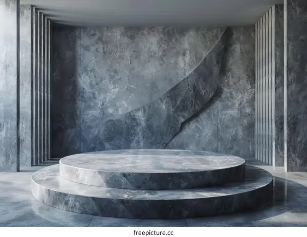 Abstract Curved Wall Marble Podium for Product Display