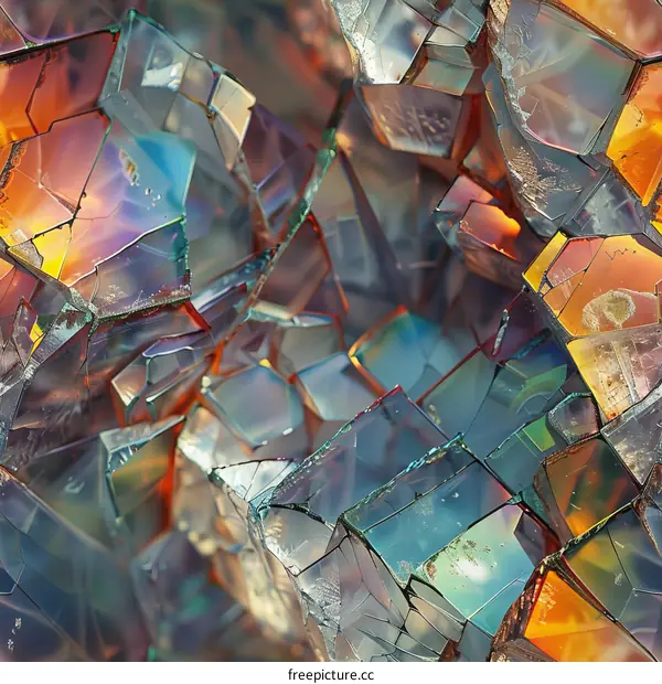 Colorful 3D rendering of shattered glass