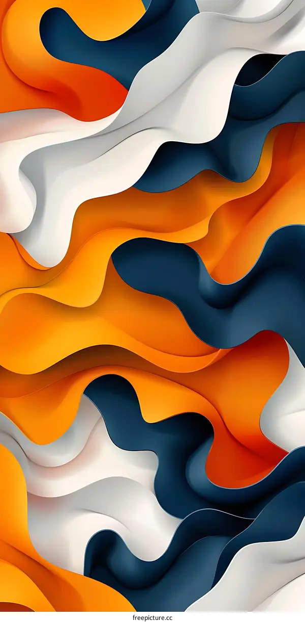 Abstract Blue Orange White Wavy Lines Background