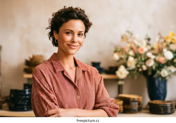 Confident Woman in a Stylish Studio Setting