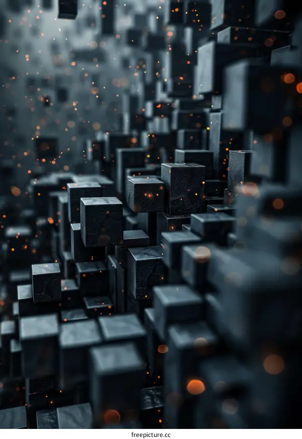 Abstract 3D Dark Light and Shadow Cubes Geometric Background