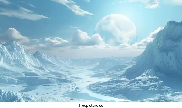 Blue Planet Fantasy Mountain Landscape Artwork
