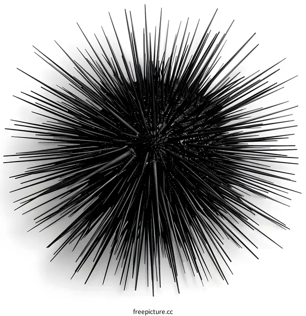 Black Sea Urchin on White Background