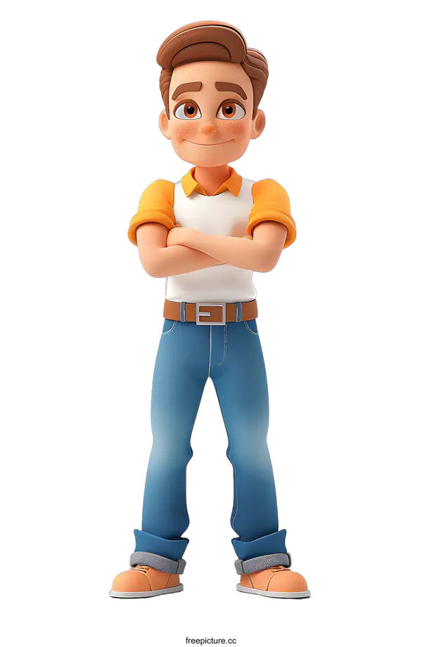 [Transparent Background PNG]Confident Boy with Folded Arms