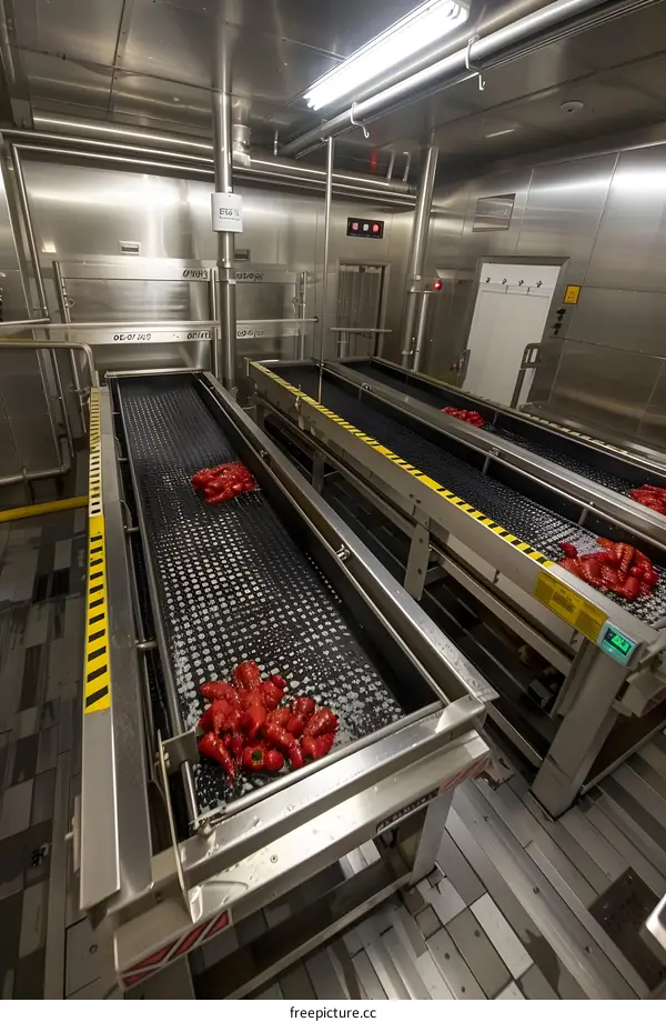 Red Peppers Conveyor Belt Food Processing