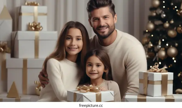 Happy family celebrating Christmas