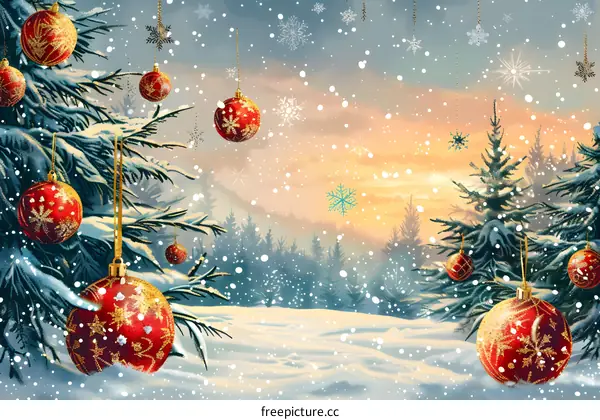 Christmas Snow Scene Illustration