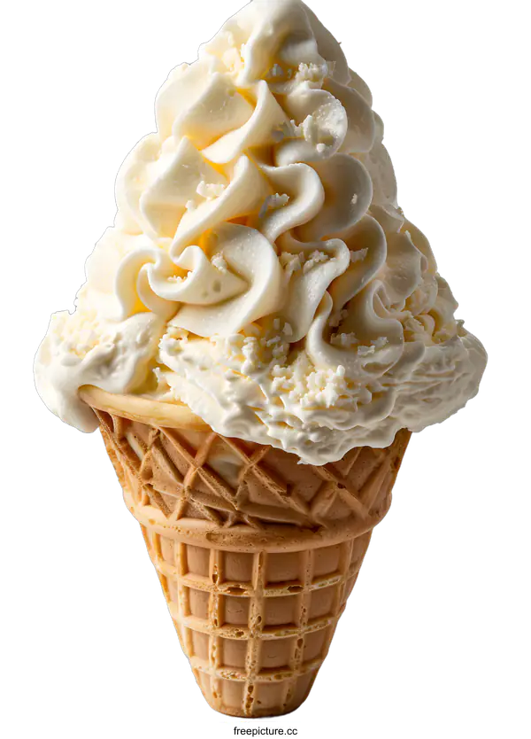 [Transparent Background PNG]Vanilla soft serve ice cream cone
