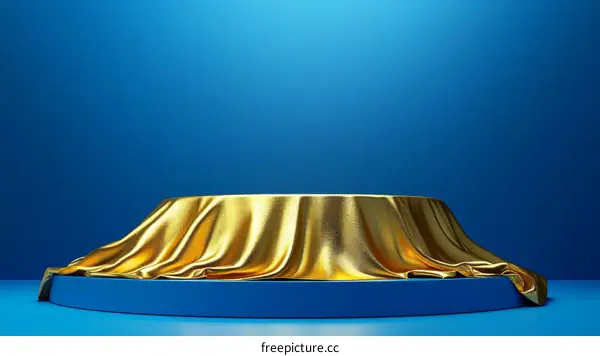 Luxury Golden Product Showcase on Blue Background
