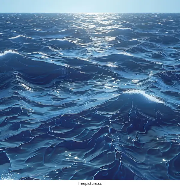 Sunlit Ocean Waves: Tranquil Reflection