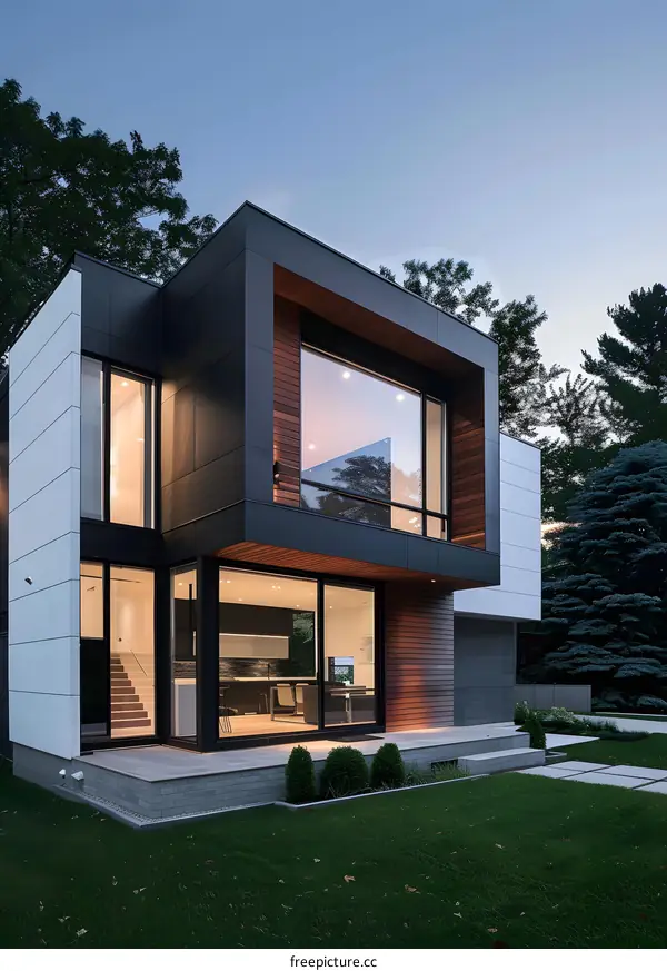 Modern House Exterior Design with Black and White Facade