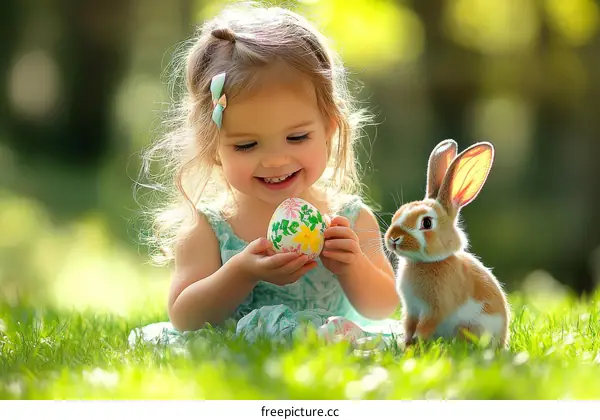 Adorable Little Girl with Easter Bunny