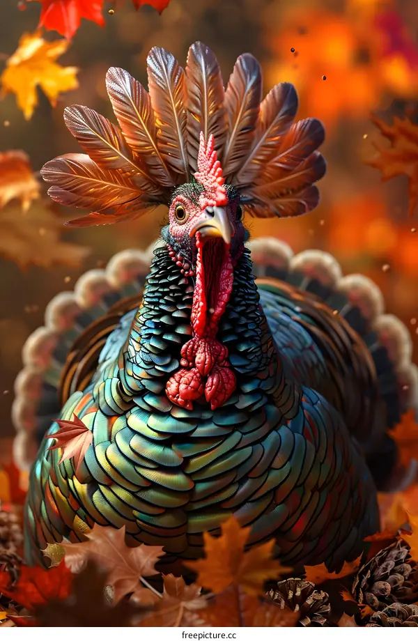 A majestic turkey with vibrant feathers