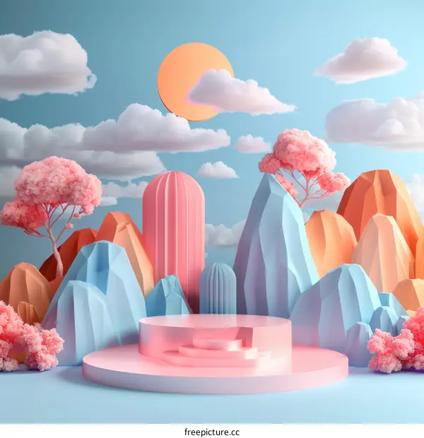 Colorful Minimalist Landscape Display Platform