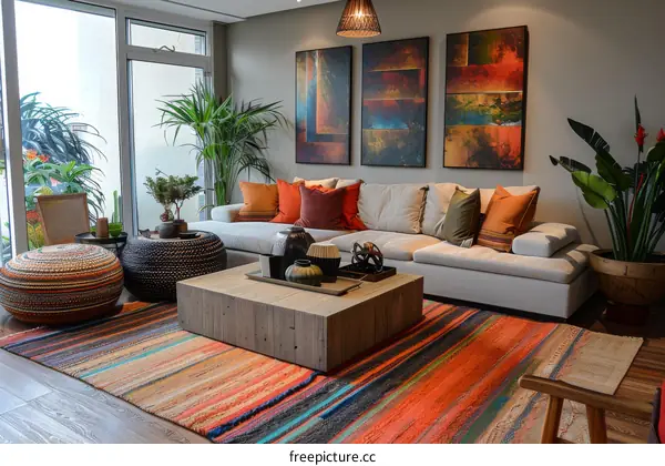 Modern living room interior with stylish furniture