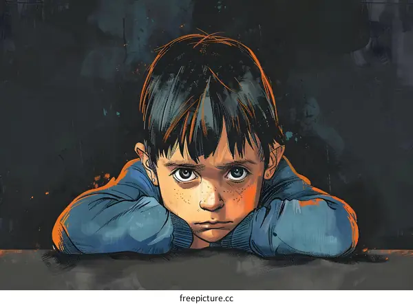 Sad Boy with Freckles