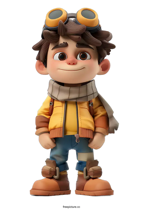 [Transparent Background PNG]Cartoon Boy Wearing Goggles and Jacket