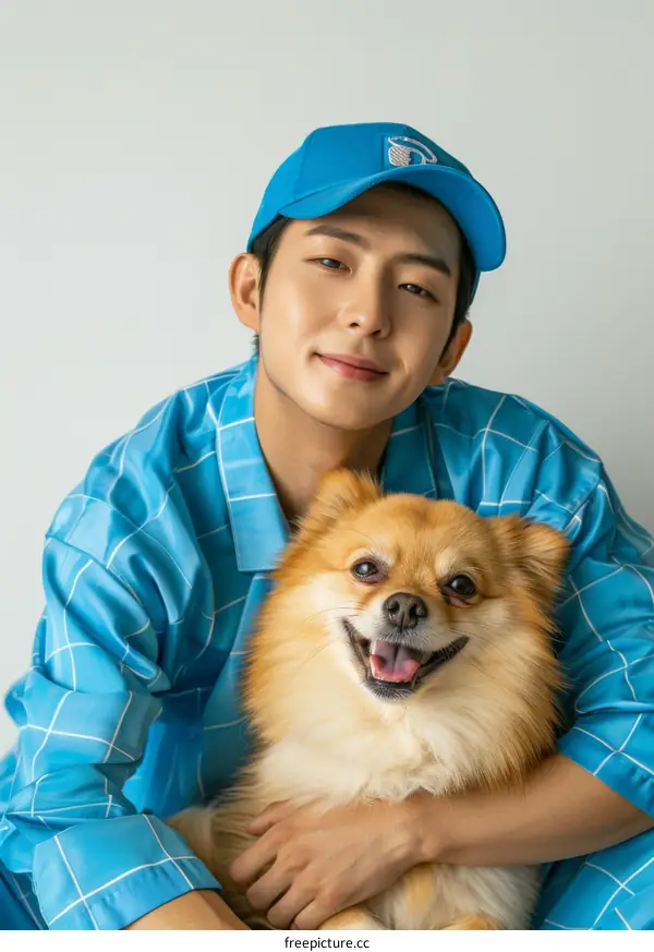 South Korean actor Lee Hyun-jae poses with a dog