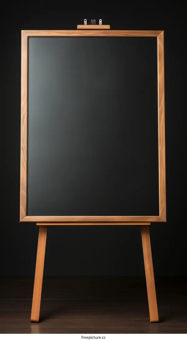 Blackboard chalkboard easel isolated with wooden frame